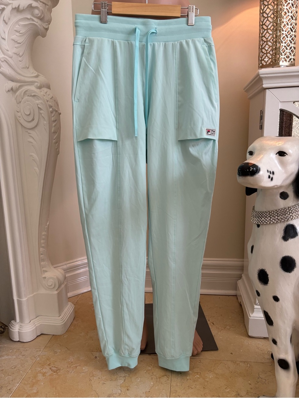 Fila Light Aqua Track Pants with Logo Patch